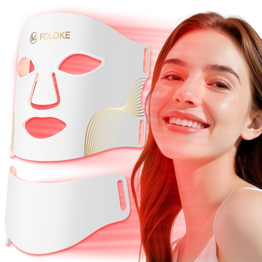 NWT FOLOKE Red Light Therapy LED Face and Neck Mask with 7 Light Waves/ Colors